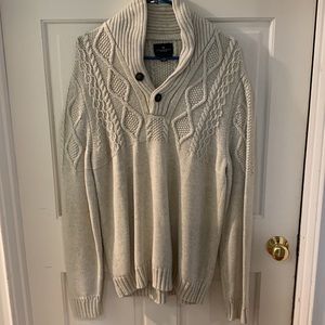 American Eagle Outfitters. Men’s LG Shawl collared sweater. Cotton/acrylic/nylon